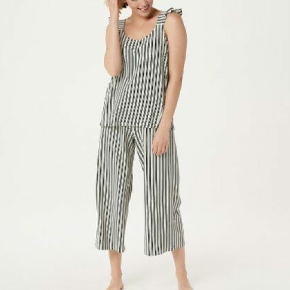 AnyBody Cozy Knit Flutter Sleeve Stripe Pajama Set